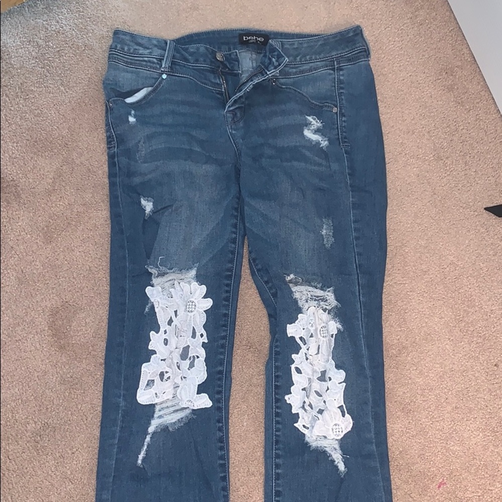 Ripped embroidered Bebe jeans